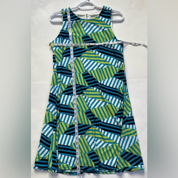 NWT ANNE KLEIN Sheath crew neck Sleeveless Tropical Blue Multi Mini Dress Size 2 - Picture 6 of 7